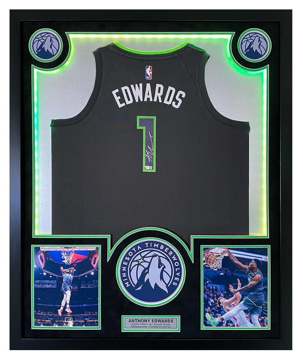 Thumbnail: Anthony Edwards Autographed Timberwolves Framed Jersey w/LED Lights