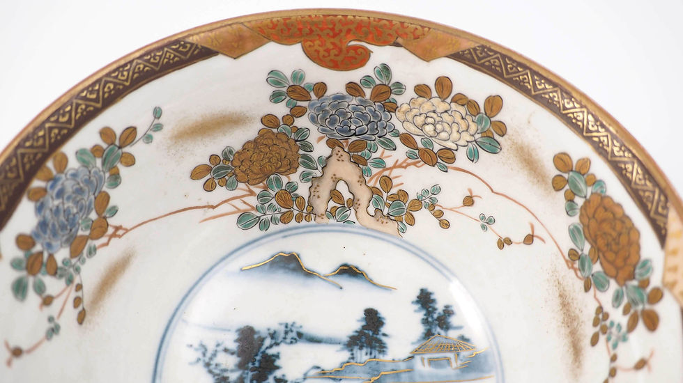 サムネイル： 【SOLD】 九谷　金襴手　時代物　合箱