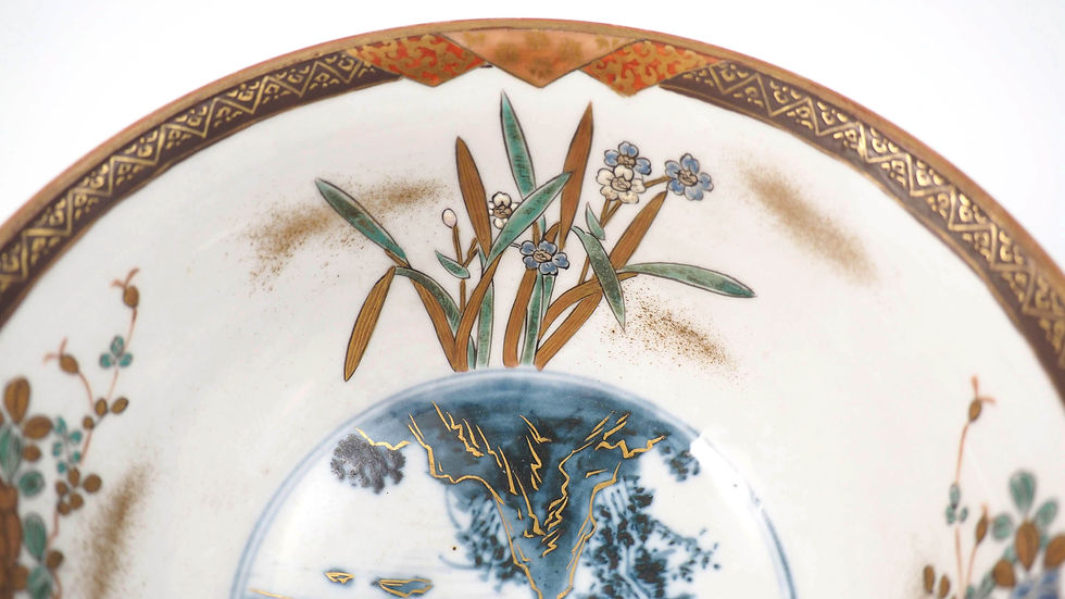 サムネイル： 【SOLD】 九谷　金襴手　時代物　合箱