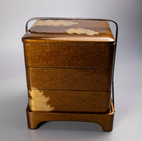 75 輪島塗 梨地　蒔絵重箱 75 輪島塗 梨地 蒔絵重箱