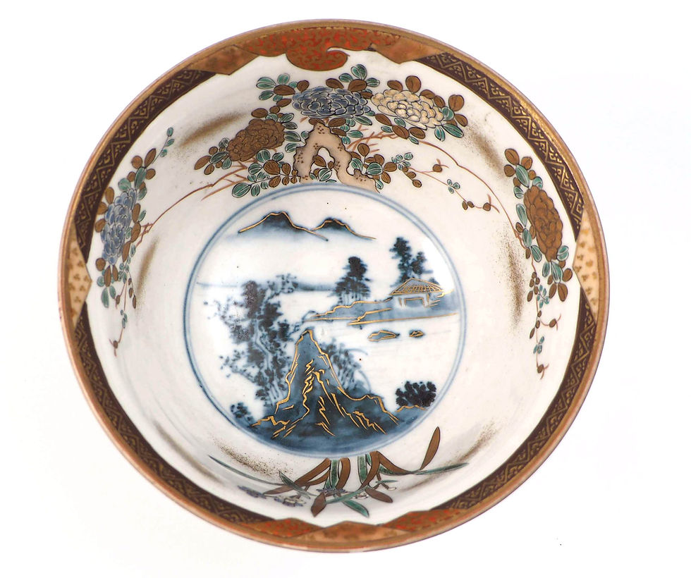 サムネイル： 【SOLD】 九谷　金襴手　時代物　合箱