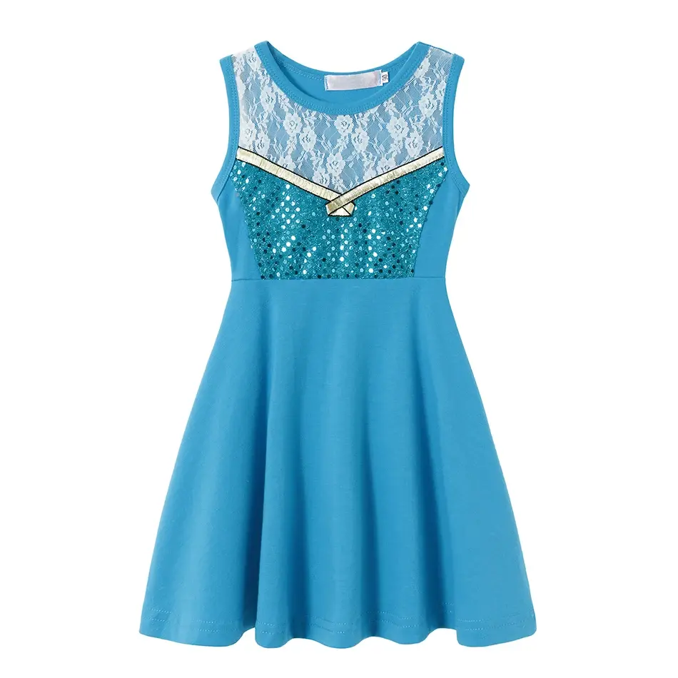 Miniatura: Children's Casual Dress for Girls Mermaid Rapunzel Dress One-Shoulder Sling