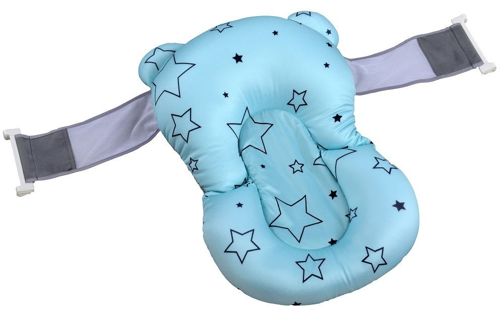 צף-קל - כרית אמבטיה לתינוק רצועות אבטחה - תכלת כוכבים סופר בייבי