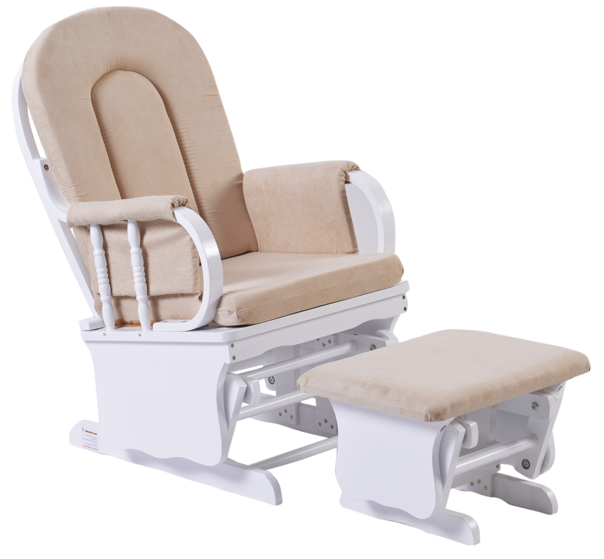 כורסת הנקה מפוארת ריפוד מלא מילאנו פלוס - עץ לבן/בד בז' בייבי מישל