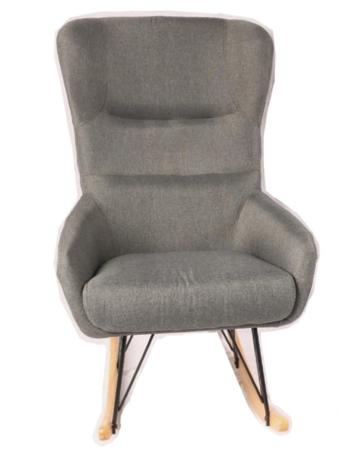 תמונה ממוזערת: כורסת הנקה מעוצבת אדל עם בד מלאנז' אפור בייבי מישל