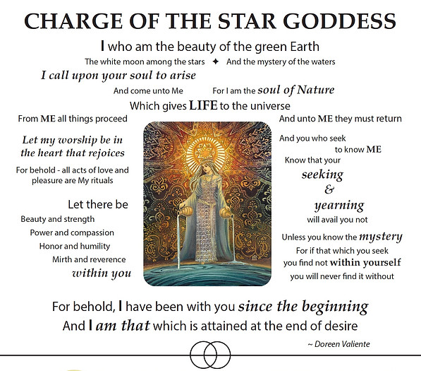 Charge of the Star Goddess graphic poem
