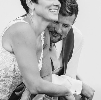 mature couple celebrating their second marriage with their blended family