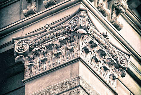 Close up view of ornate building pillar.