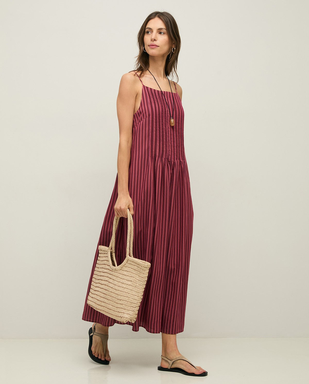 Striped midi camisole dress