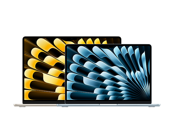 MacBook_Air_15-in_M4_Chip_Starlight_MacBook_Air_13-in_M4_Chip_Sky_Blue_Pure_Front_2-up_Scr