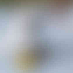 A small dog splashes through the water chasing a yellow ball. The setting is a shallow beach area with blurry figures in the background. Energetic mood.