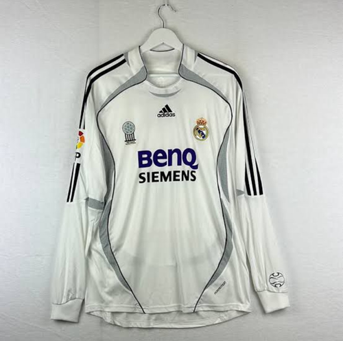 Maglia retro Real Madrid bianca 2006-2007 maniche lunghe acquistare