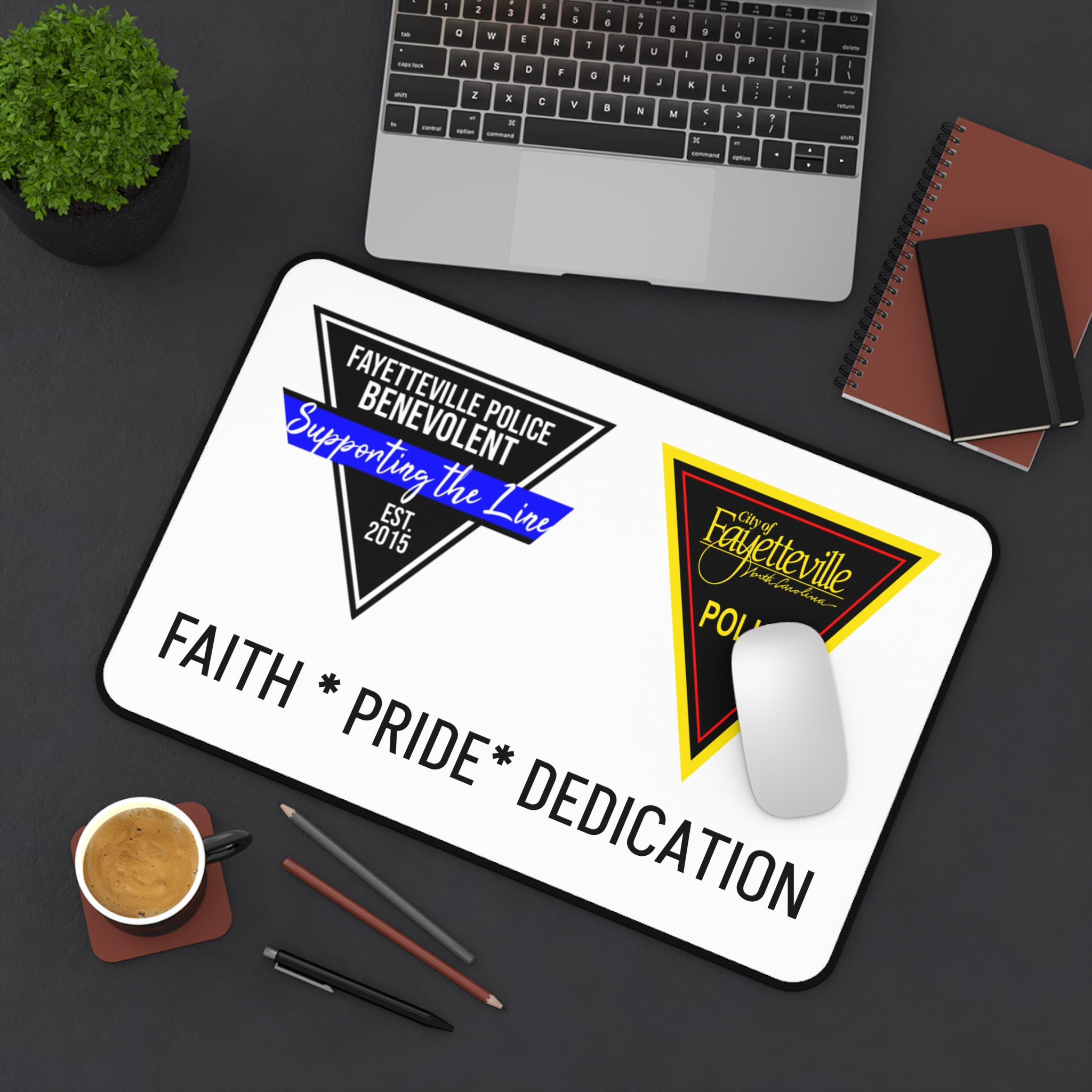 Fayetteville Police Desk Mat — Faith • Pride • Dedication