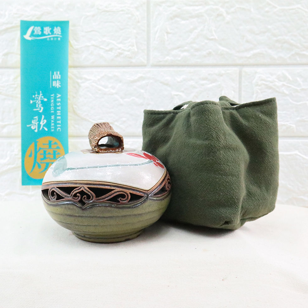 縮圖：手捧荷香 彩繪簍空圓雕 聞香爐