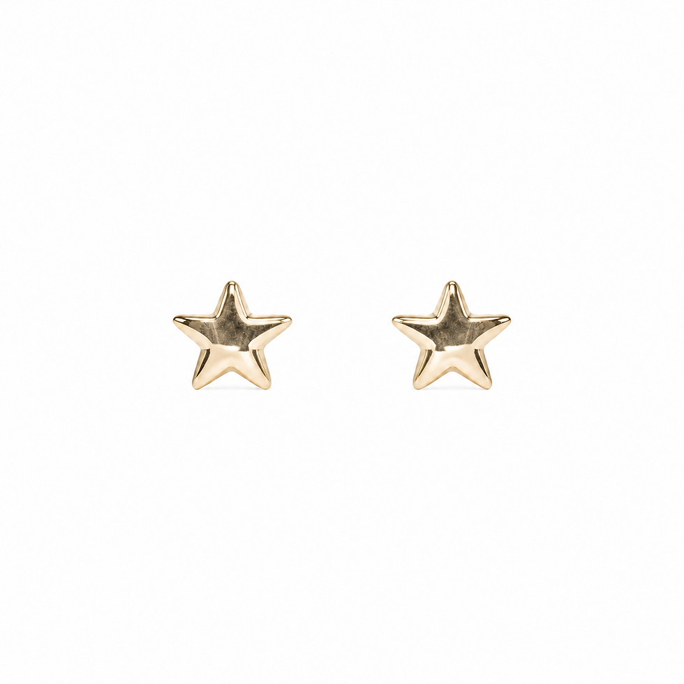 Little Star Mini 925 Sterling Silver Stud Earrings, pale yellow gold pair on white