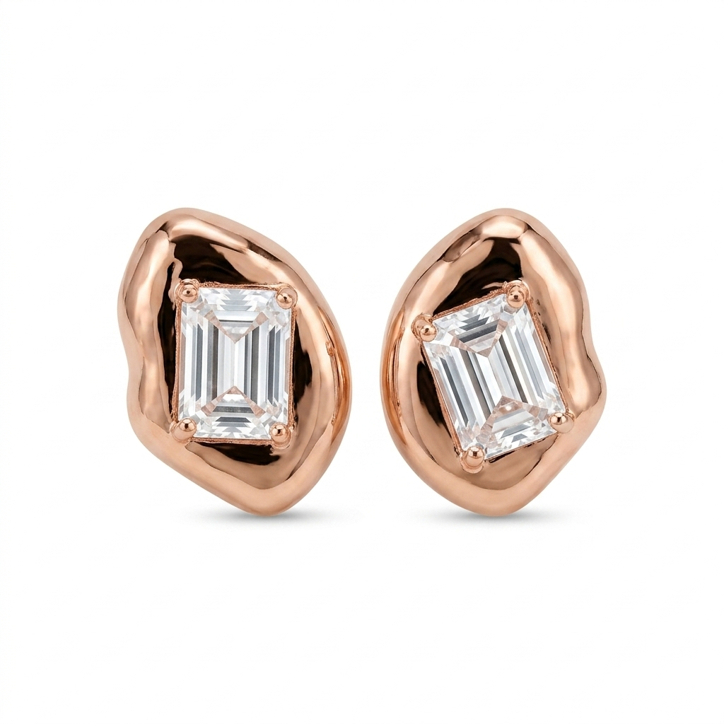 Liquid Rose Emerald Studs