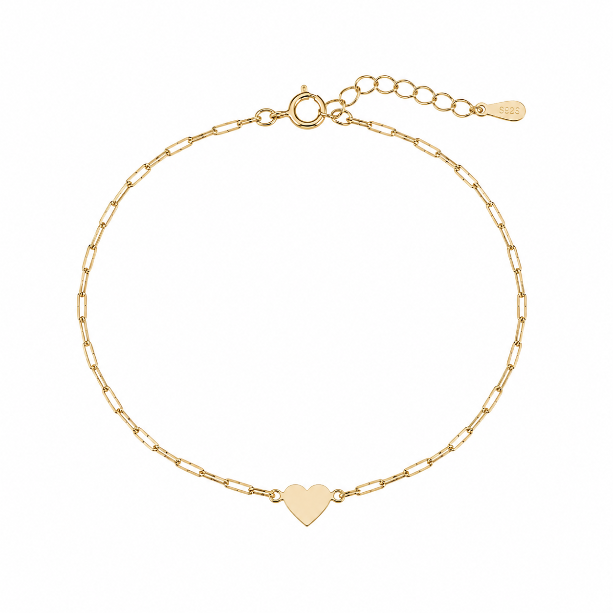 Dainty Heart Link Bracelet Sterling Silver Bracelet