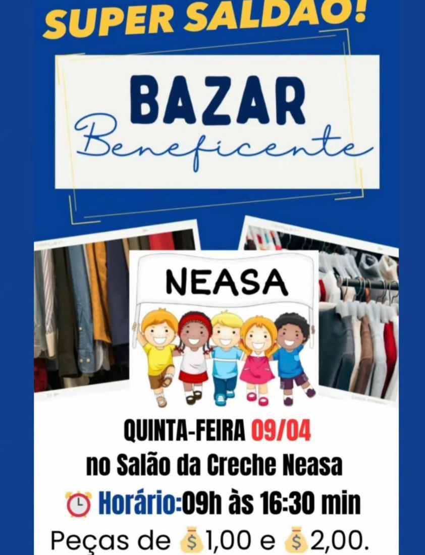 Creche Neasa realiza bazar beneficente com peças a partir de R$ 1,00 em Arcoverde