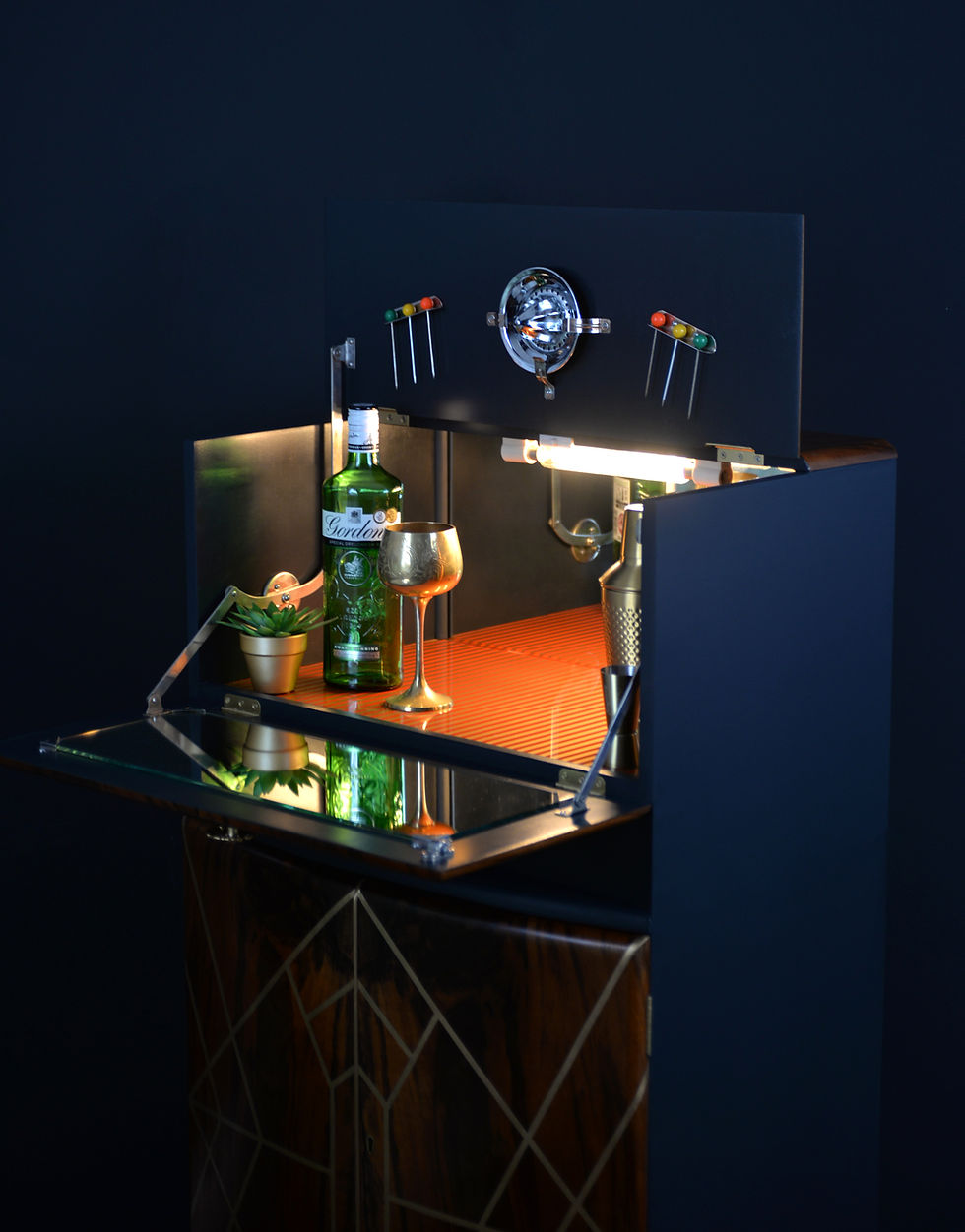 Thumbnail: "Kikko" Art Deco Cocktail Cabinet,  Vintage 1950s Drinks Cabinet