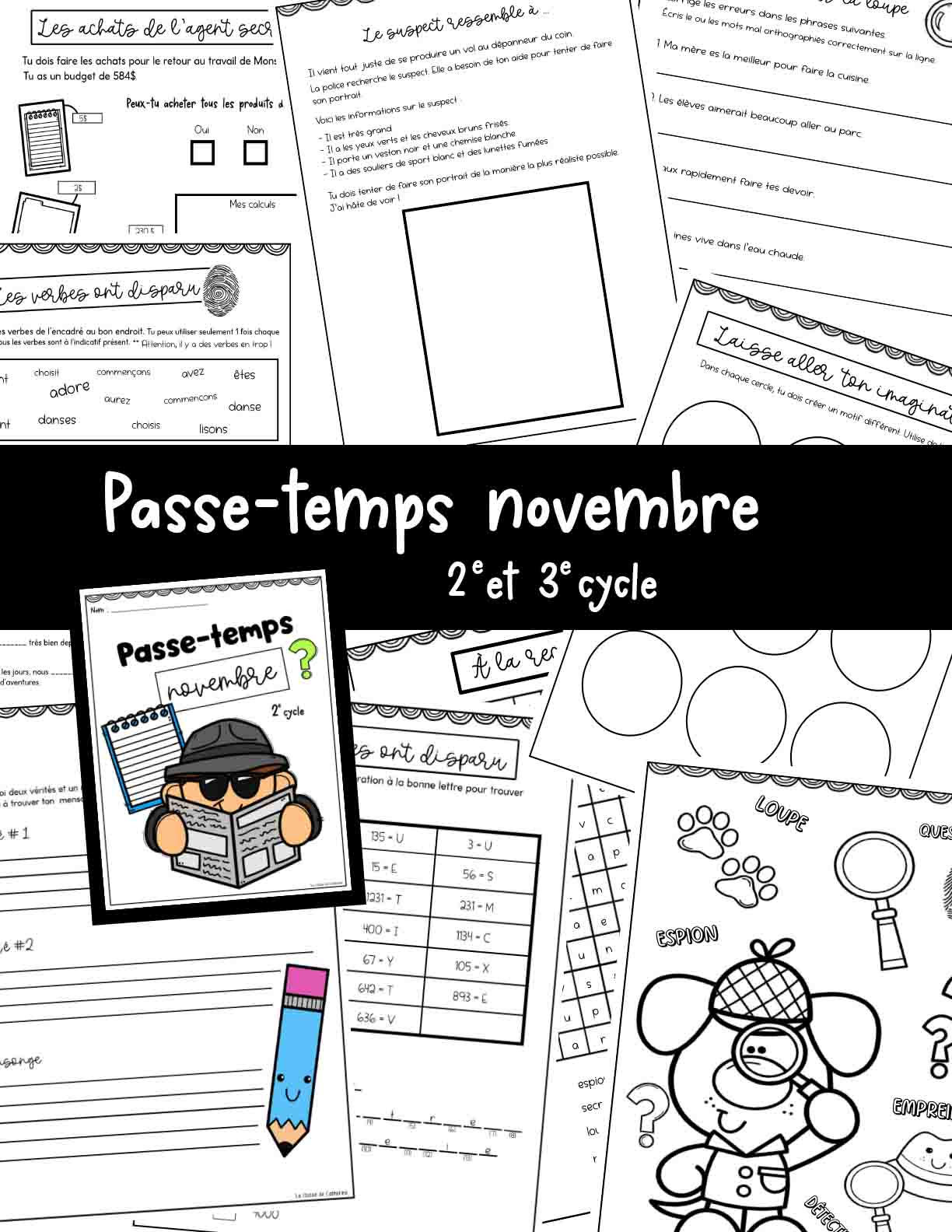 Passe-temps novembre - 2e et 3e cycle