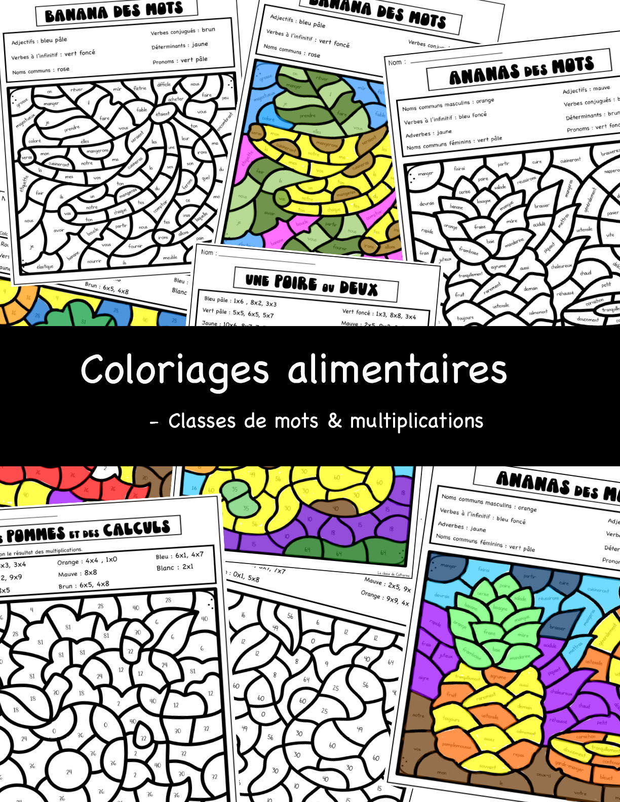 Coloriages alimentaires - X et classe de mots