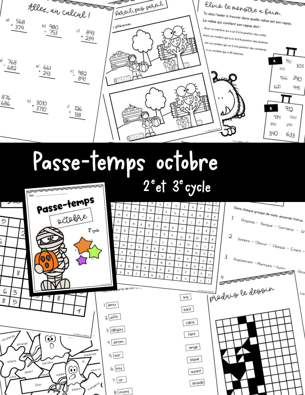 Passe-temps octobre -2e et 3e cycle