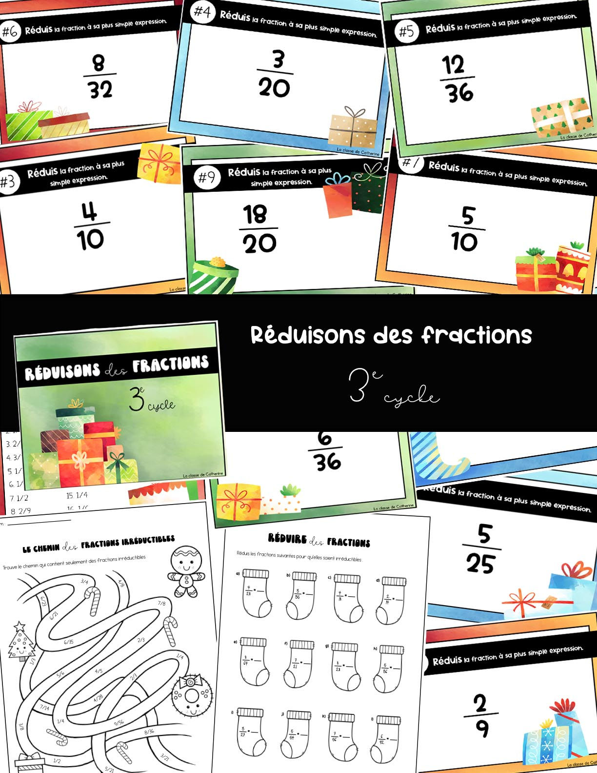 Réduisons des fractions - Cartes à tâches