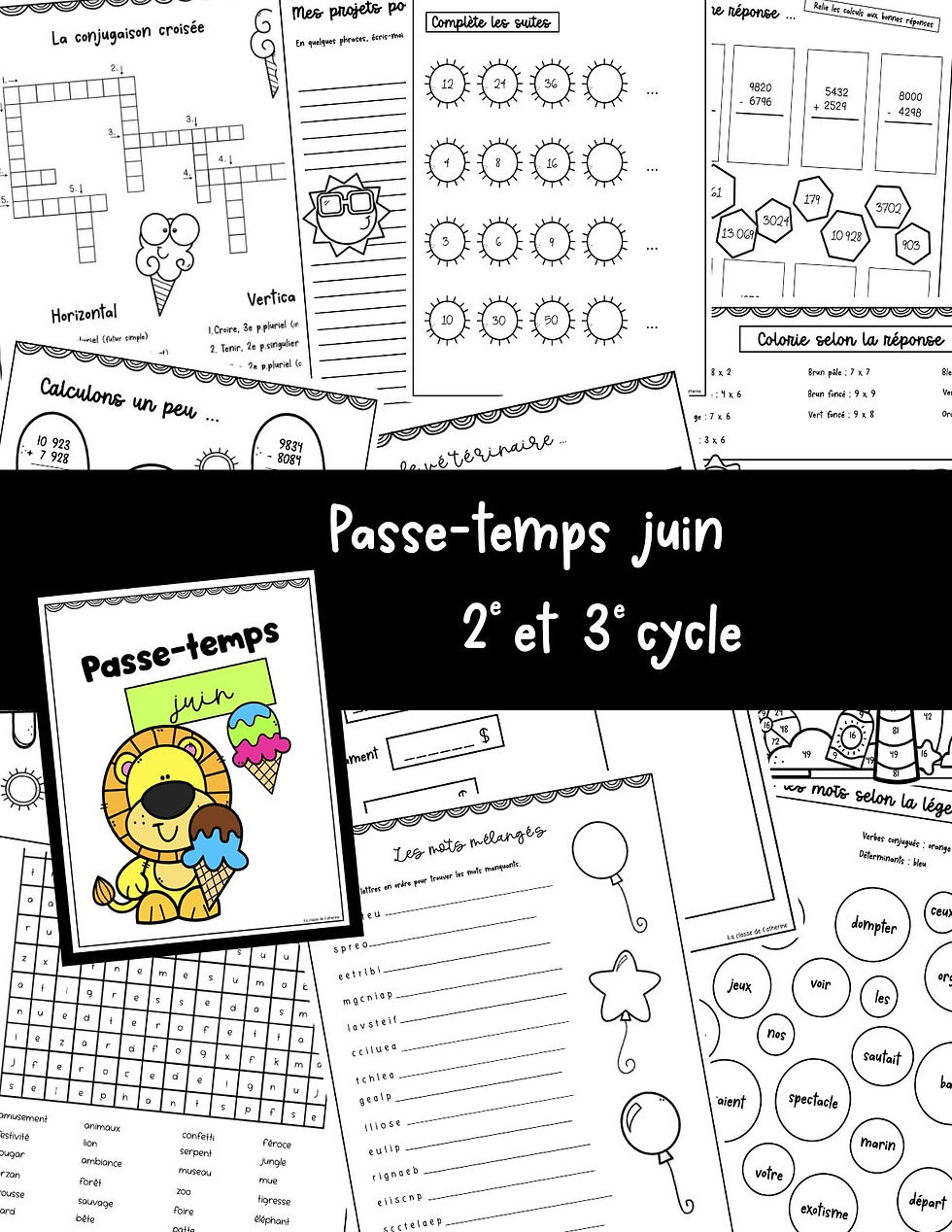 Passe-temps juin - 2e et 3e cycle