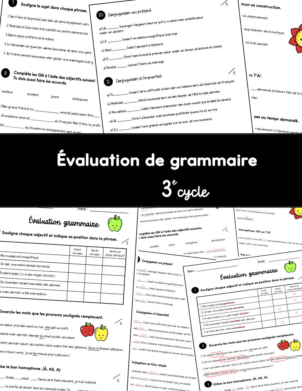 Évaluation de grammaire - 3e cycle