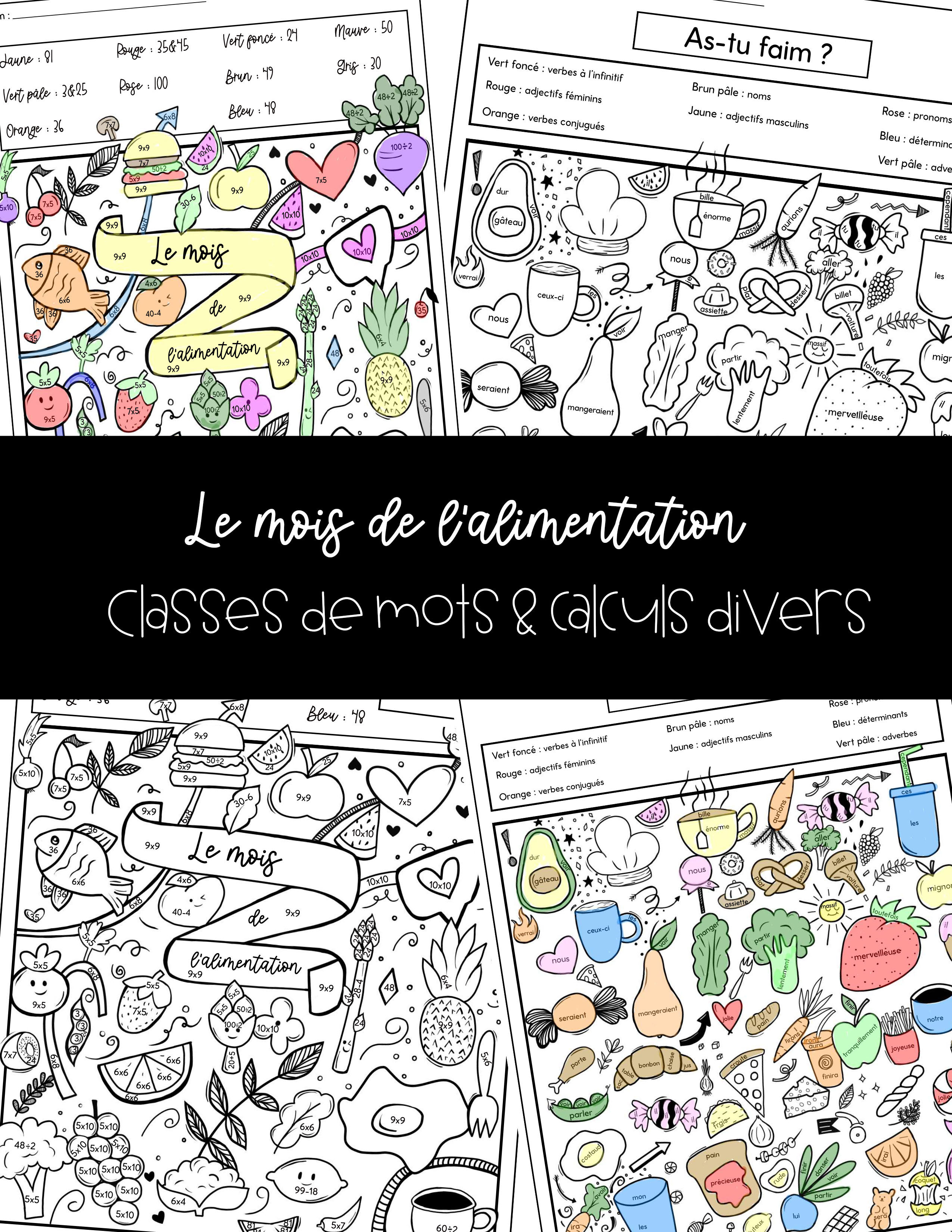 Le mois de l'alimentation - coloriages