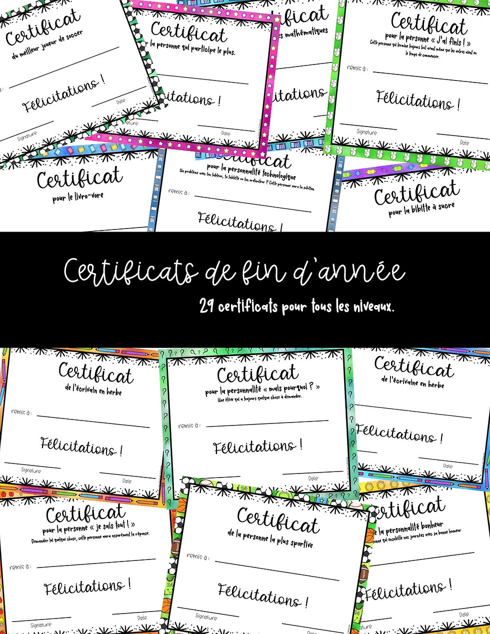 Certificats de fin d'année