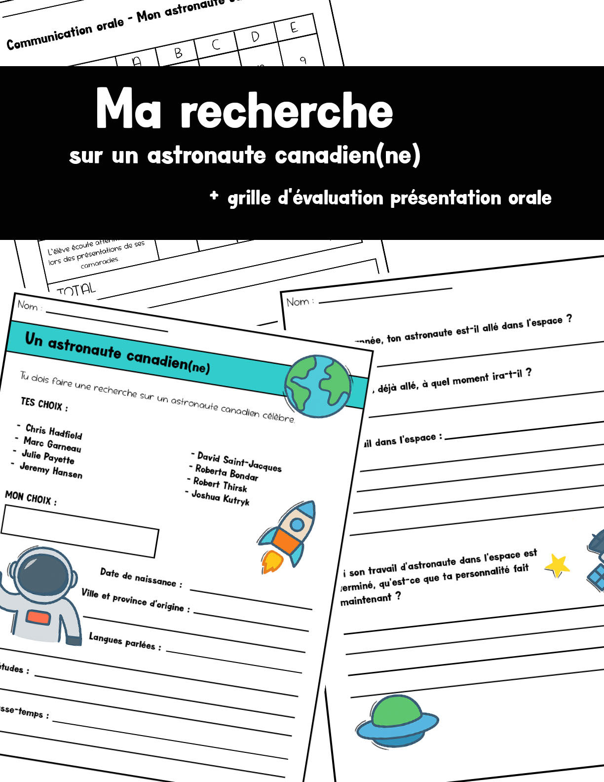 Ma recherche sur un astronaute canadien(ne)