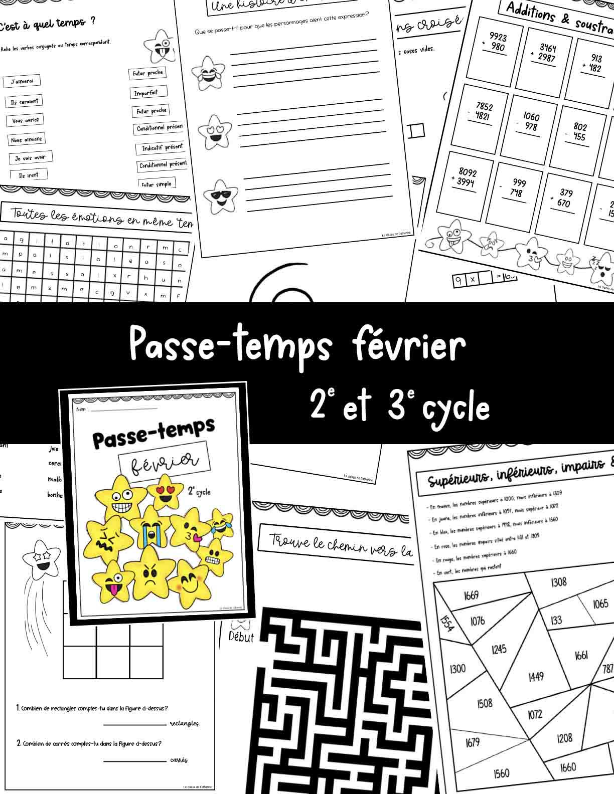 Cahier passe-temps février -2e et 3e cycle