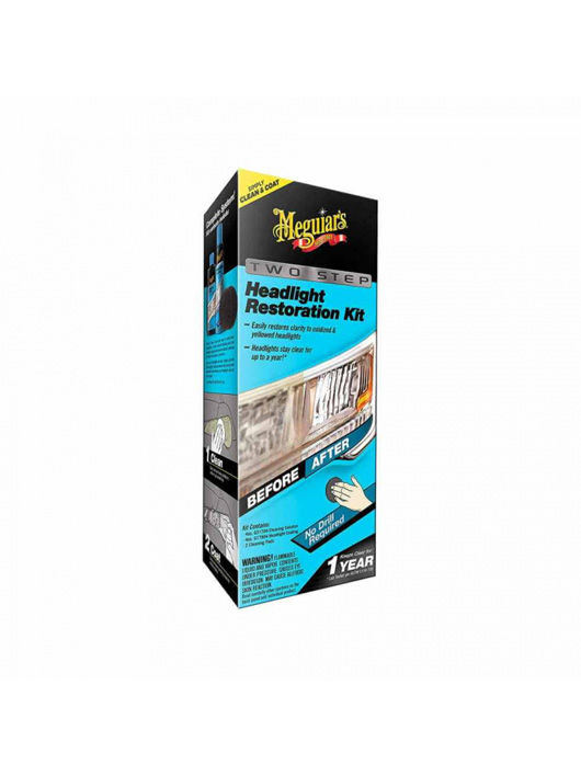 Meguiar’s Two Step Headlight Restoration Kit, set polish faruri în 2 pași