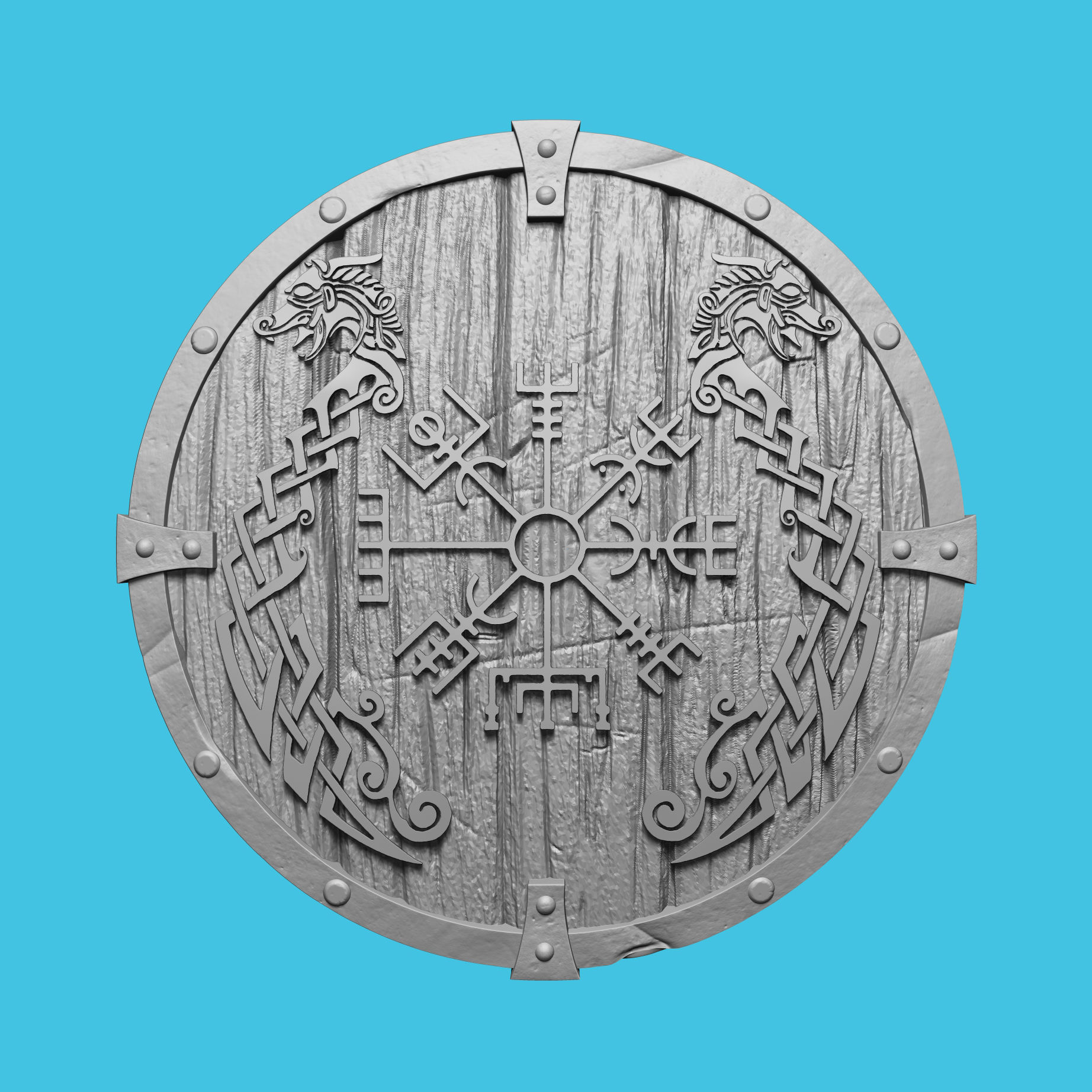 Vegvisir and dragons Round Shield (#21)