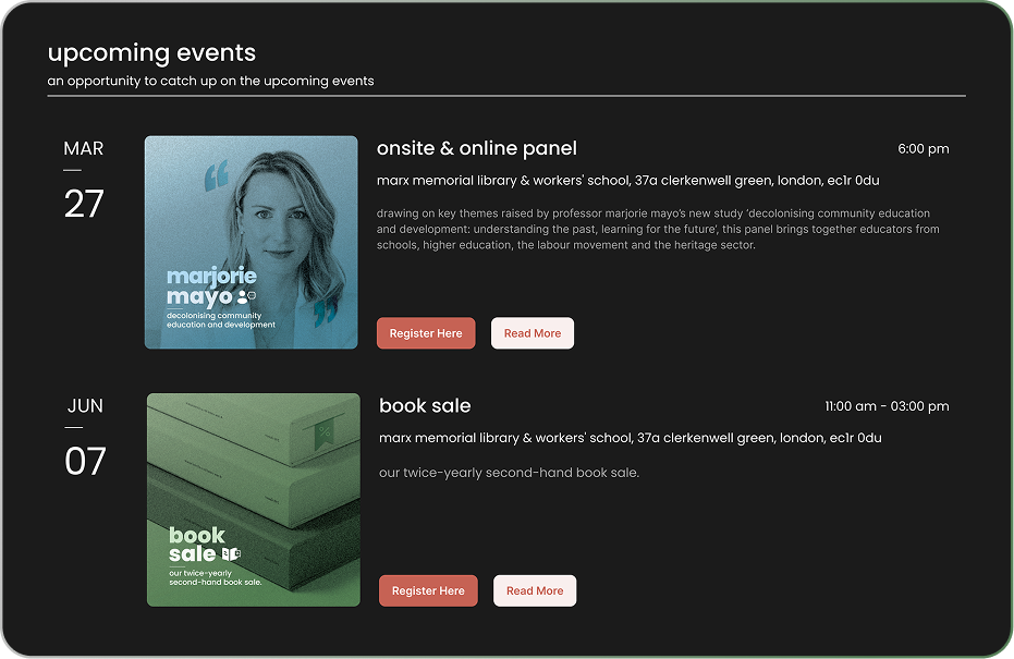 Upcoming events