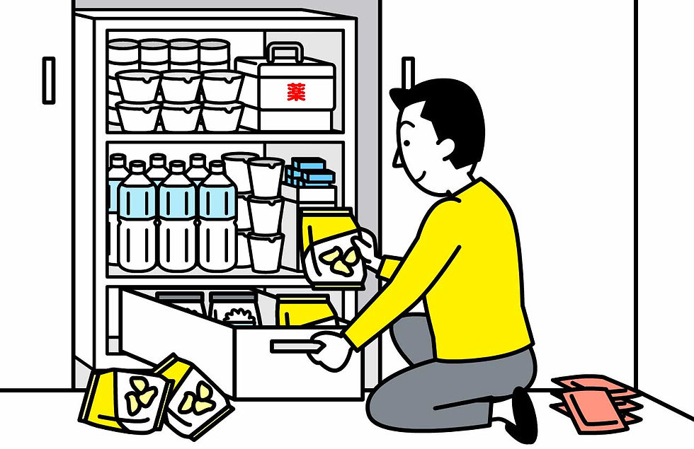 非常用品を確認している様子