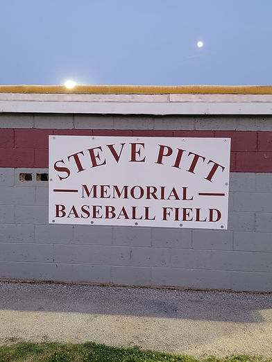 Steve Pitt memorial Baseball field sign