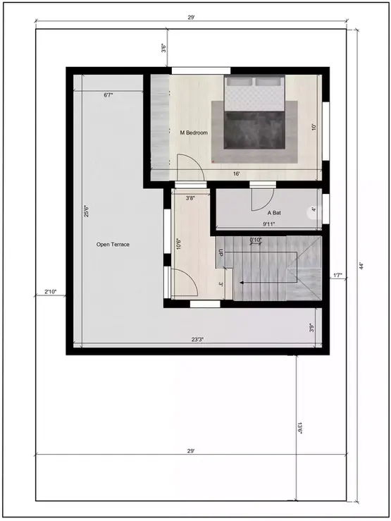 29 44 house plan 2 bedroom of the Residential building Terrace Floor Plan