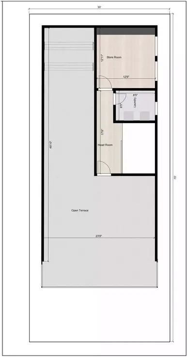 house plan 30 * 70 4bhk duplex Terrace Floor Plan
