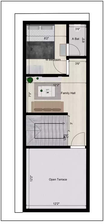 15 * 40 home plan of the Residential building 3rd Floor