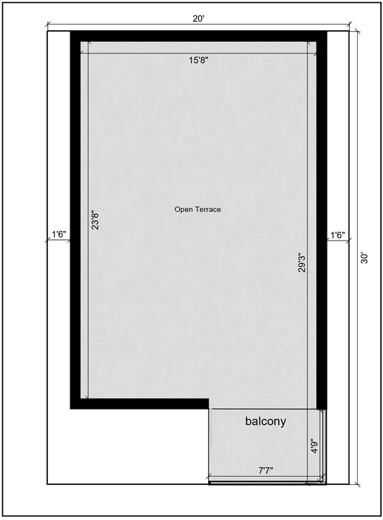 20 * 30 house plan of the Residential building Terrace Floor