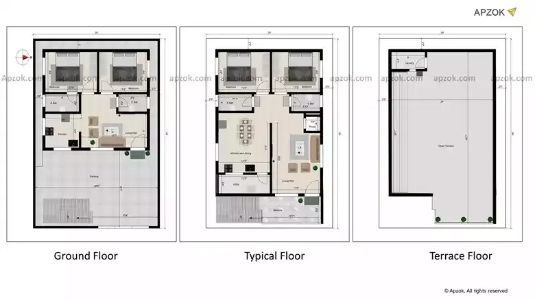 30x45 ft 2BHK Vastu Compliant East Home | RL0170
