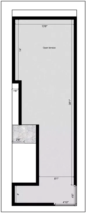 15 45 house plan 2 bhk typical floor plan Terrace floor