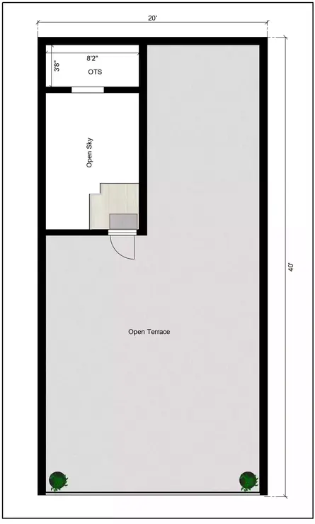 20 * 40 house plan 2bhk of the Residential building 
Terrace Floor Plan