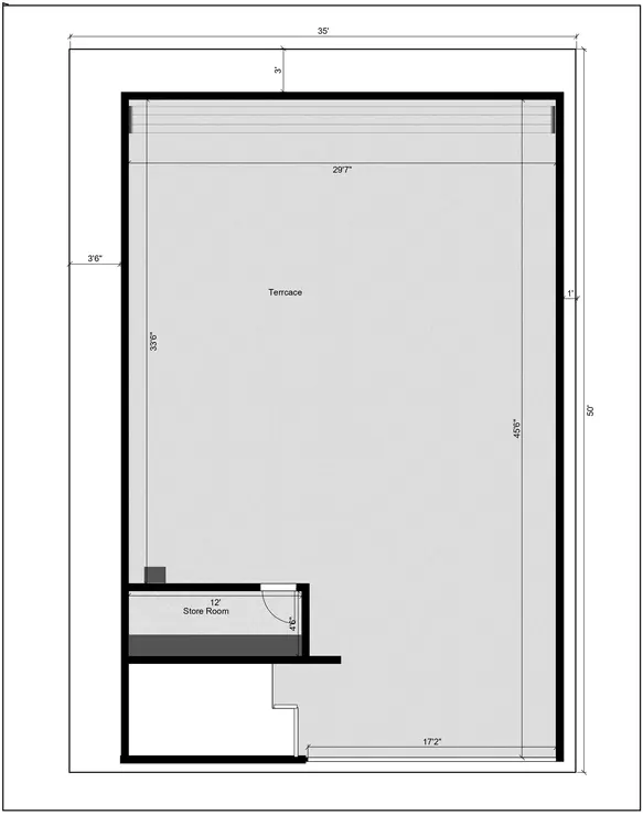 35 * 50 house plan south facing 2bhk with 1bhk Terrace floor plan