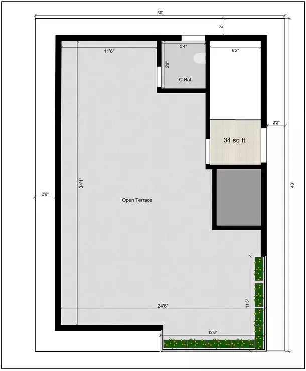 30 * 40 duplex house plan east facing of the Residential building Terrace Floor Plan
