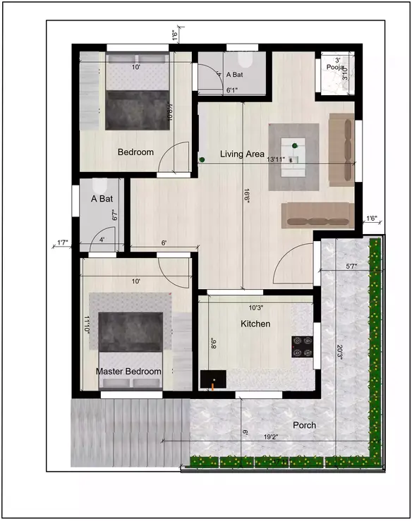 30 40 site plans housing plan south-facing property boasts an intricately designed G+2 floor plan 1st Floor Plan