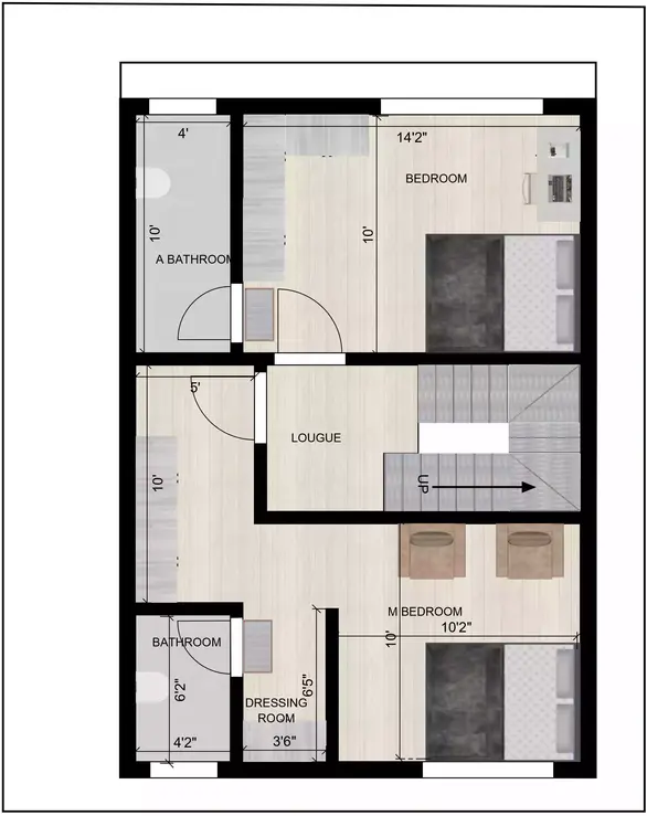 20x30 house plan duplex house west facing 2nd Floor