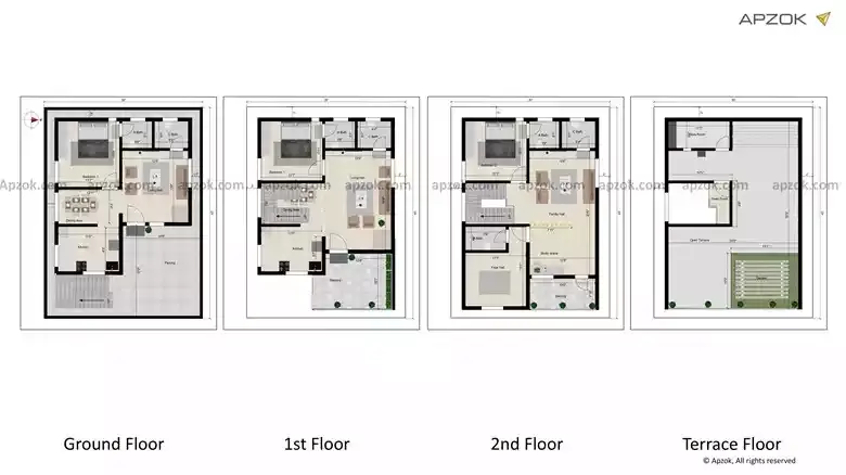 30x40 ft East Facing 2BHK Duplex Vastu Home Plan | RL0199